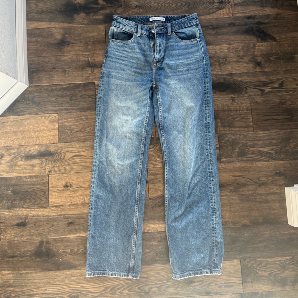 Zara High-Rise Straight Leg Jeans